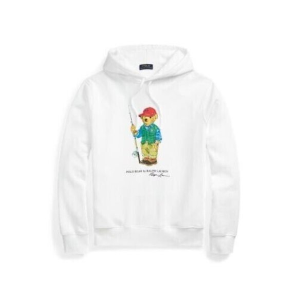 $228 - POLO RALPH LAUREN POLO BEAR Fisherman Fleece Hoodie White Size XXL - Picture 3 of 9